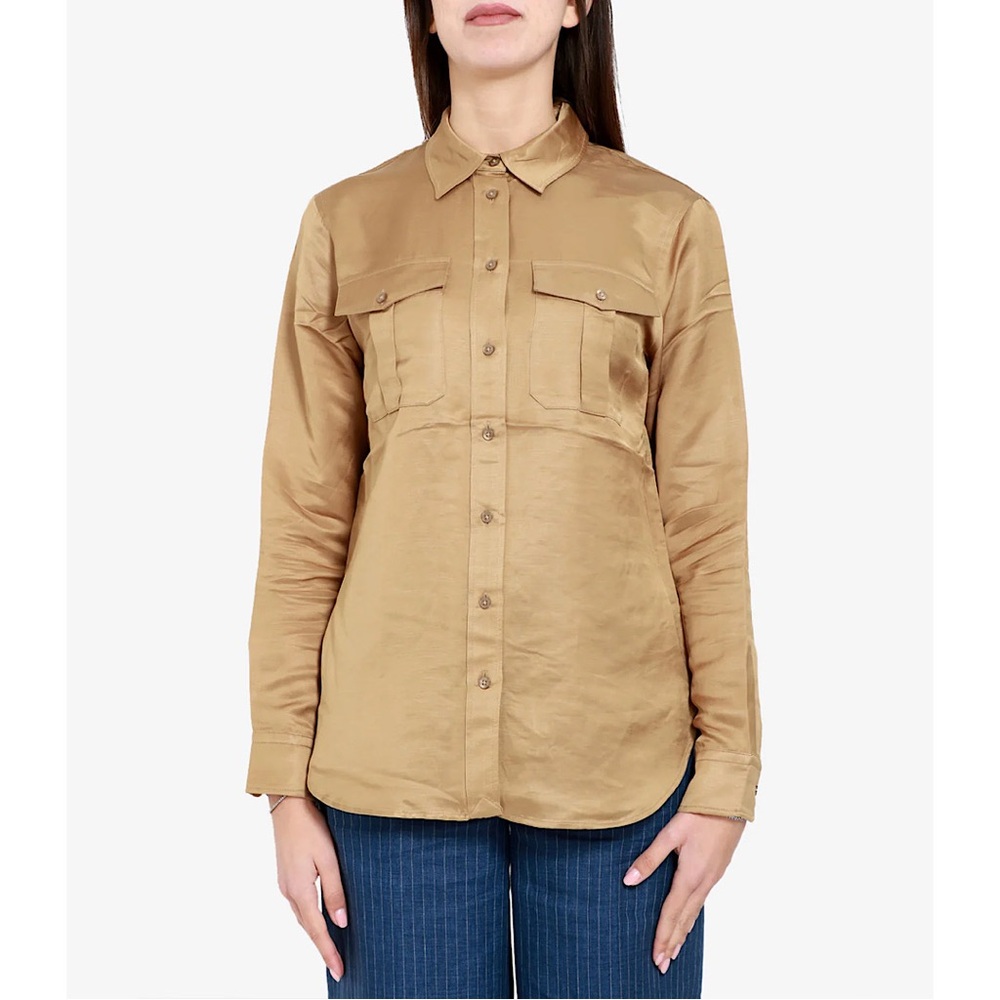 LAUREN Ralph Lauren Brushed Tan‎ Button Down Shirt XS